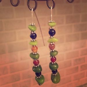 Boho Chic agate and sterling silver drop earrings